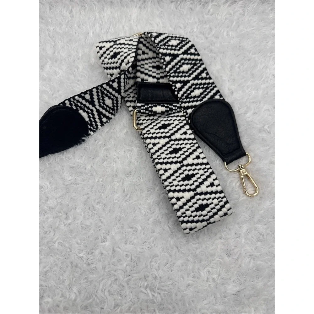 Jen & Co. Adjustable Guitar Strap or Handbag Strap NEW Black & White Chevron